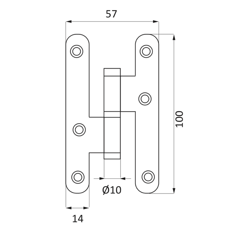 Round blade door hinge in graphite finish without finish, 100 x 57 