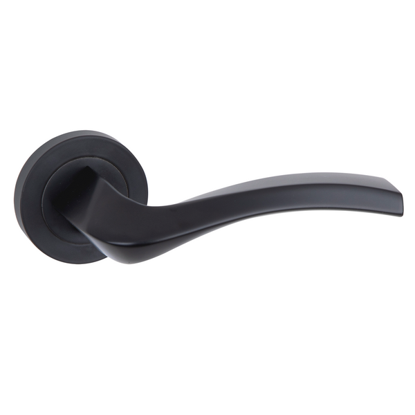 Aluminum handle model 1027 with round rosette in black finish for doors 