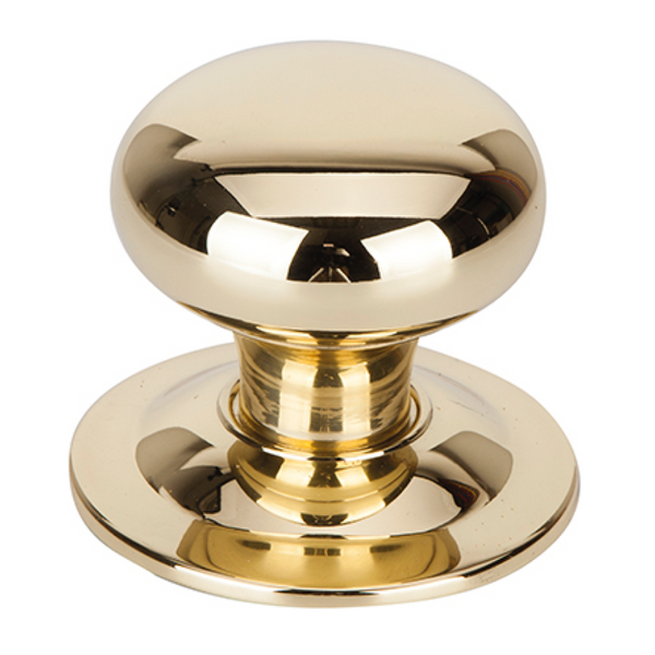 Mushroom-shaped entrance door knob in glossy polished finish 