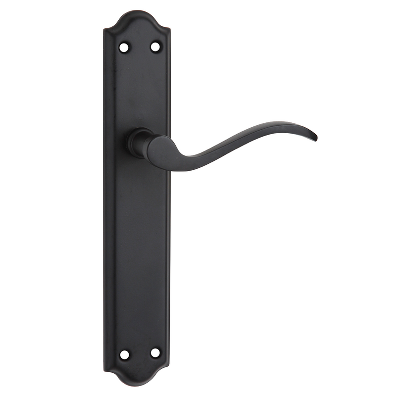 Aluminum model '1101' handle with black forged finish plate for doors 